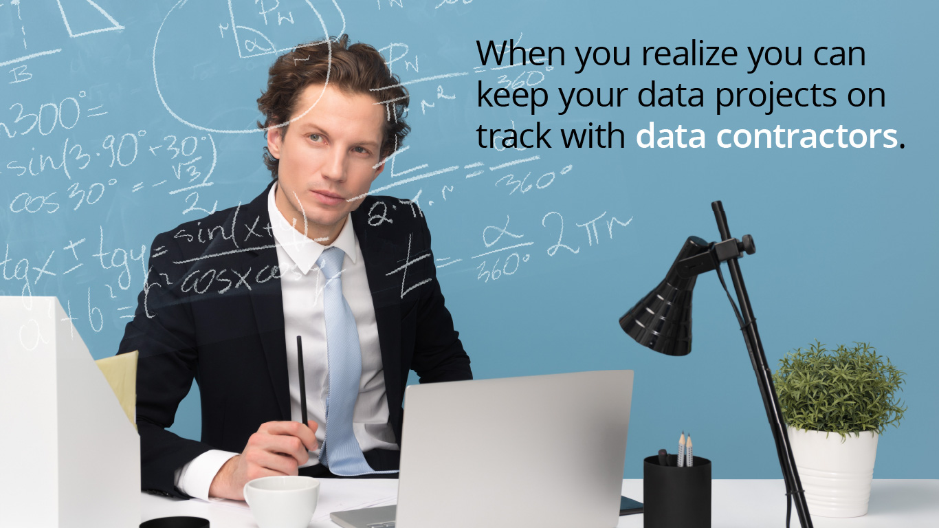 Man considering if he should use data science contractors