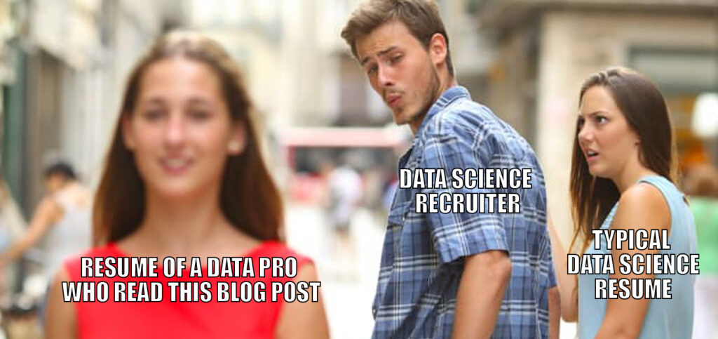 Data science recruiter checking out a noticeable resume, written using our data science resume tips.